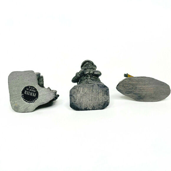 Michael Ricker Pewter Santa Clause Gymnast Girl Reading to Teddy Bear Lot of 3 - Picture 7 of 7